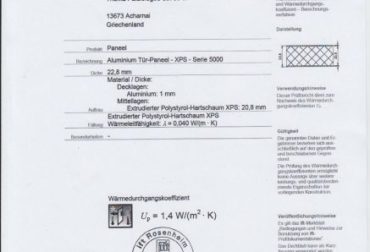 Certificat Rosenheim pentru panel